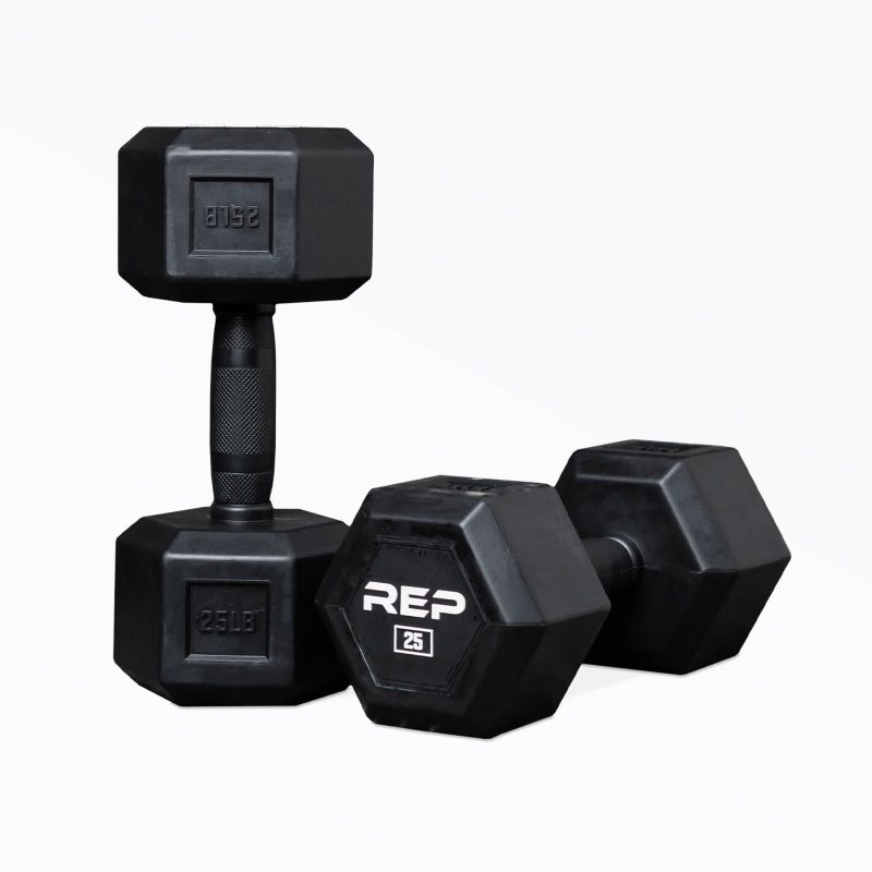 25lb Rubber Coated Hex Dumbbell Pair