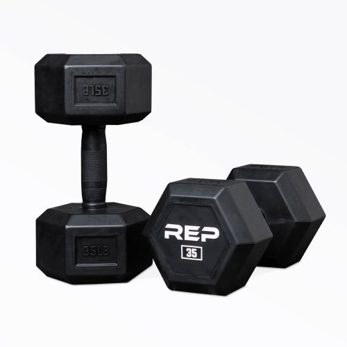 35lb Rubber Coated Hex Dumbbell Pair