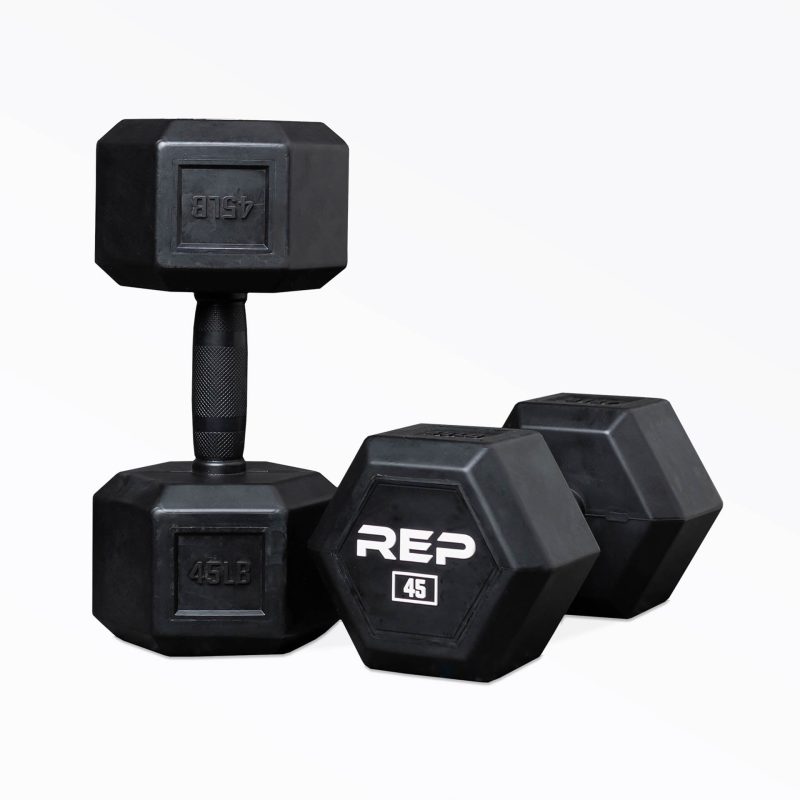 45lb Rubber Coated Hex Dumbbell Pair